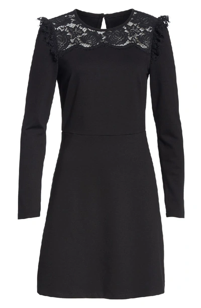 Shop Kate Spade Lace Yoke A-line Dress In Black