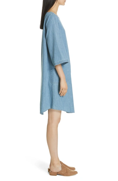 Shop Eileen Fisher Chambray Shift Dress In Blue Star