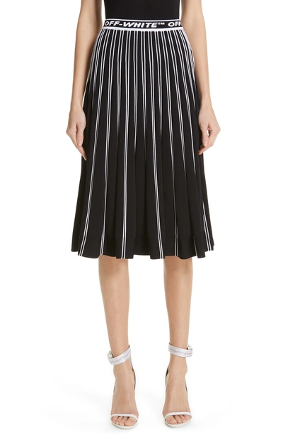 Shop Off-white Pleated Knit Skirt In Black
