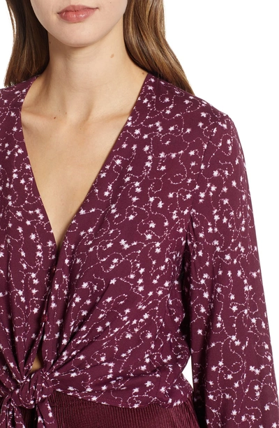 Shop The Fifth Label Celebrated Tie Waist Top In Plum Sparkler