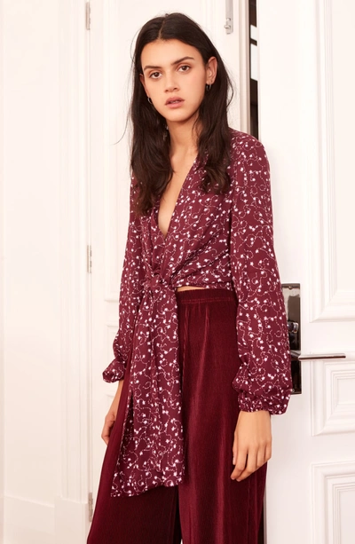 Shop The Fifth Label Celebrated Tie Waist Top In Plum Sparkler