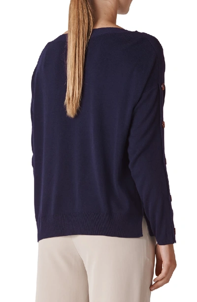 Shop Whistles Button Sleeve Sweater In Navy