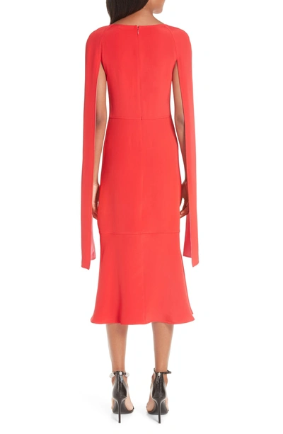 Shop Calvin Klein 205w39nyc Cape Sleeve Silk Cady Midi Dress In Red Carnation Pink