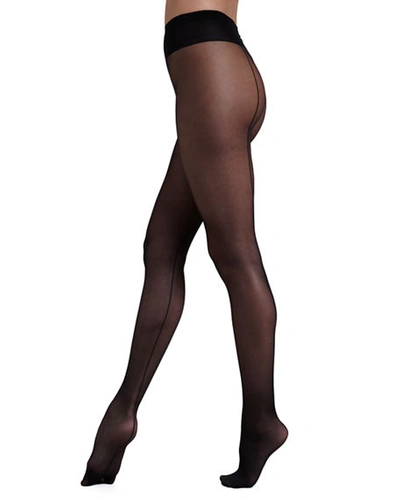 Shop Wolford Individual 10 Back Seam Tights In Black