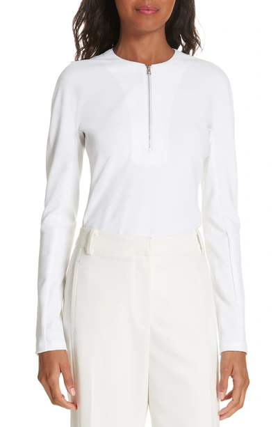 Shop Tibi Structured Crepe Zip Top In White
