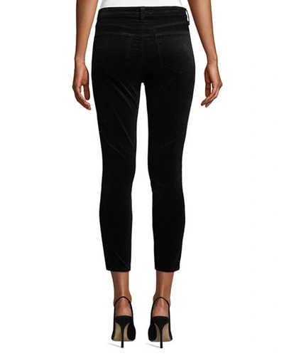 Shop L Agence Margot Velvet High-rise Skinny Ankle Jeans In Noir