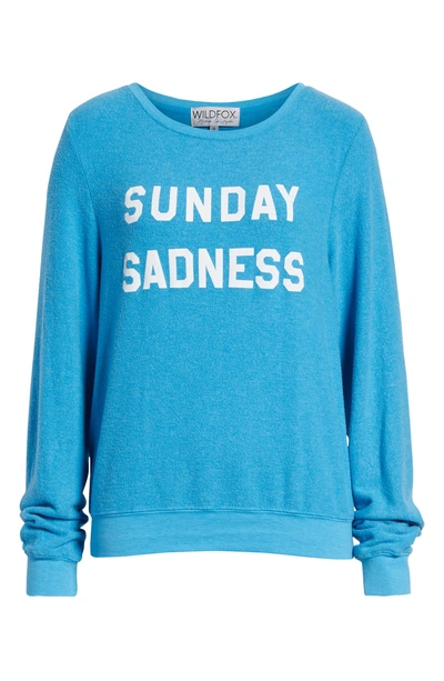 Shop Wildfox Baggy Beach Jumper - Sunday Sadness Pullover In Wonderland Blue