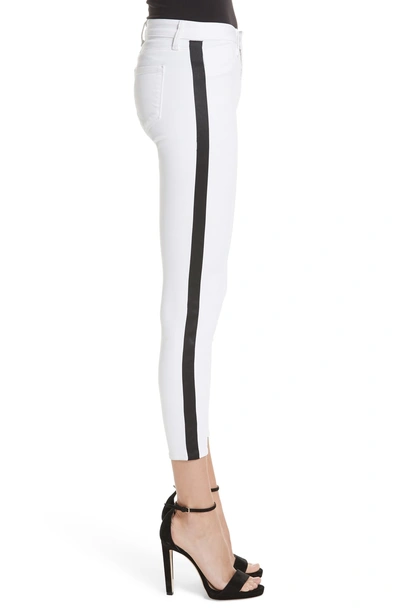 Shop L Agence Margot Side Stripe Crop Skinny Jeans In Blanc