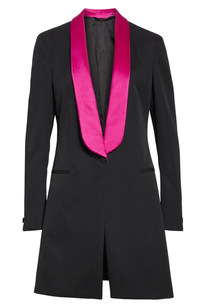 Shop Calvin Klein 205w39nyc Contrast Lapel Wool Gabardine Jacket In Black Dark Orchid