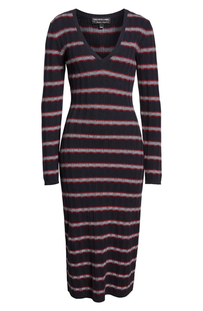 Shop The Fifth Label Gravitation Stripe Sweater Dress In Navy/ Red