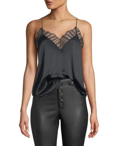 Shop Iro Berwyn Silk Cami With Lace Trim In Black