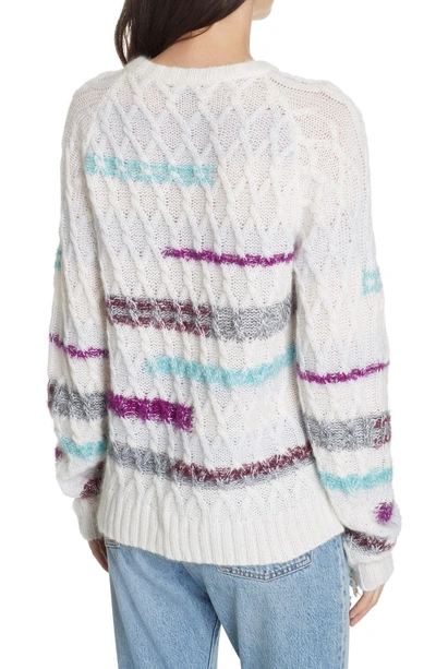 Shop Tanya Taylor Lora Stripe Cable Knit Sweater In Cream Multi