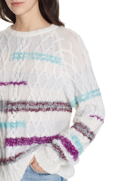 Shop Tanya Taylor Lora Stripe Cable Knit Sweater In Cream Multi