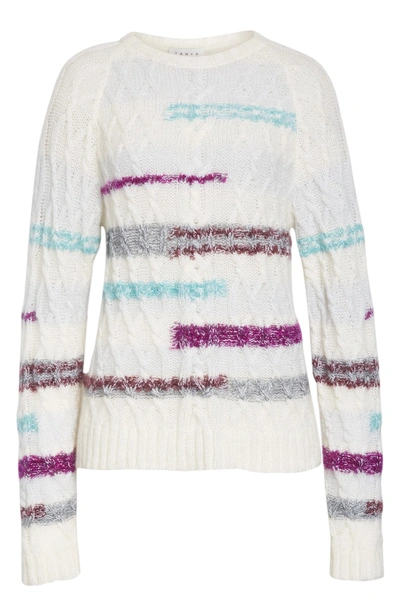 Shop Tanya Taylor Lora Stripe Cable Knit Sweater In Cream Multi