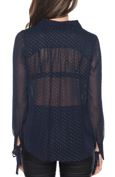 Bardot Dot Pattern Top In Navy