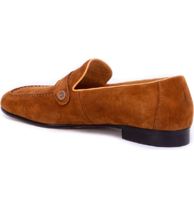 Shop Robert Graham Norris Button Loafer In Brown Leather