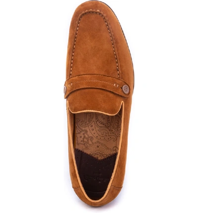 Shop Robert Graham Norris Button Loafer In Brown Leather