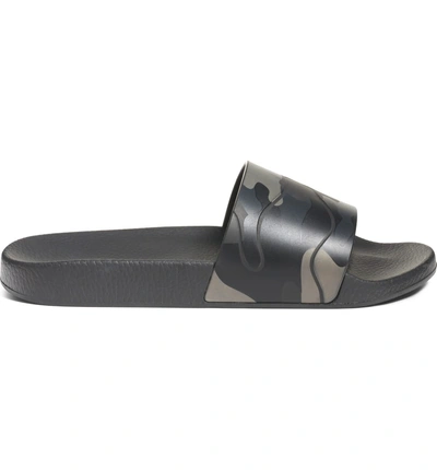 Shop Valentino Camouflage Slide Sandal In Black Ruthenium