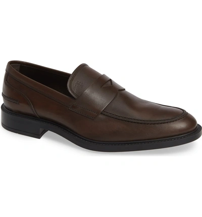 Shop Tod's Penny Loafer In Dark Brown