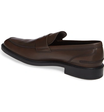 Shop Tod's Penny Loafer In Dark Brown