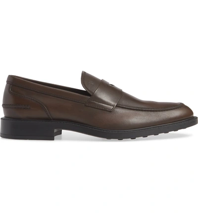 Shop Tod's Penny Loafer In Dark Brown