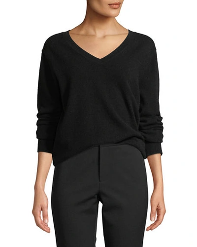 Shop Vince Weekend V-neck Cashmere Pullover Sweater In Black