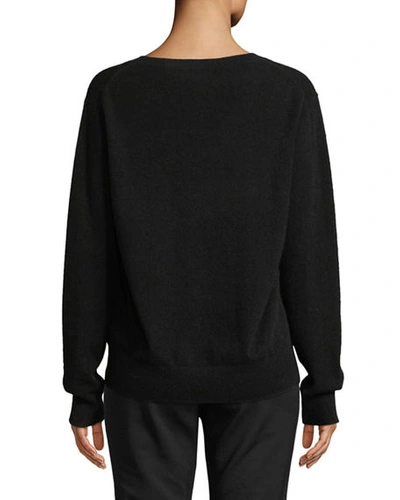 Vince Cashmere V-neck Pullover With Ribbed Edges In Black