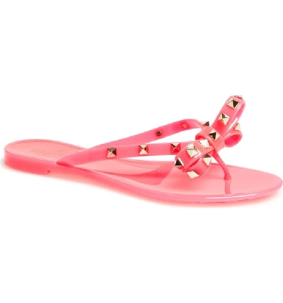 Shop Valentino Rockstud Jelly Thong In Pink