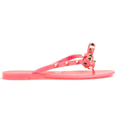 Shop Valentino Rockstud Jelly Thong In Pink