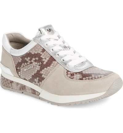 Shop Michael Michael Kors Allie Wrap Trainer Sneakers In Pearl Grey