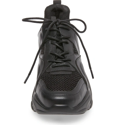 Shop Steve Madden Movement Sneaker In Black Leather