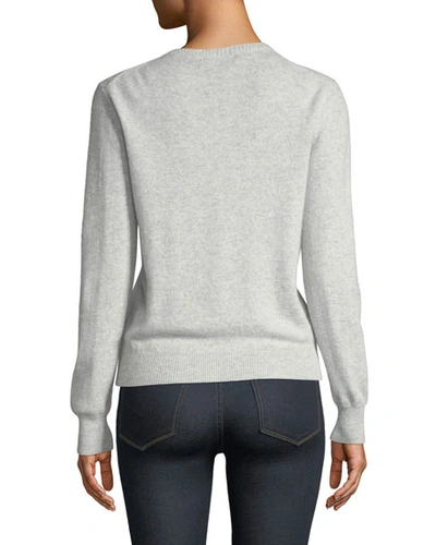 Shop Lingua Franca Old School Embroidered Cashmere Sweater In Smoke