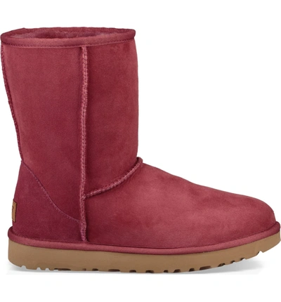 Shop Ugg Classic Ii Genuine Shearling Lined Short Boot In Garnet Suede