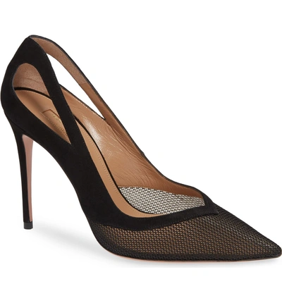 Shop Aquazzura Cutout Mesh Pump In Black Mesh