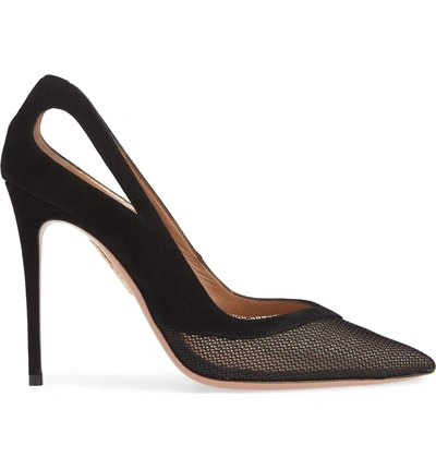 Shop Aquazzura Cutout Mesh Pump In Black Mesh