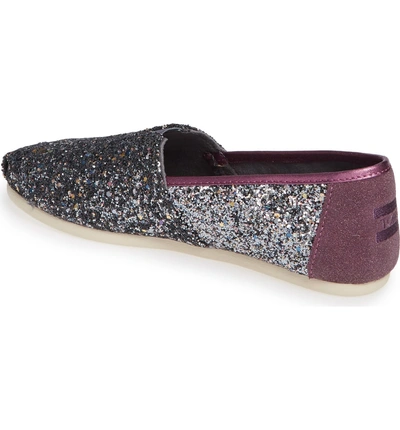 Shop Toms Alpargata Slip-on In Plum Glitter Fabric