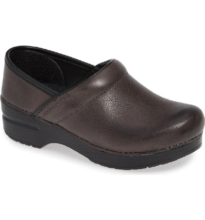 Shop Dansko 'professional' Clog In Grey Burnished Nubuck Leather