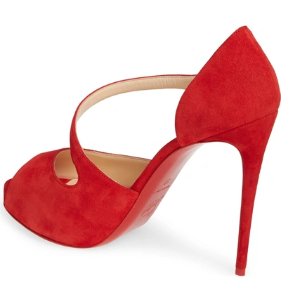 Shop Christian Louboutin Catchy Two Peep Toe Pump In Loubi Red