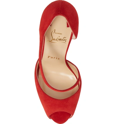 Shop Christian Louboutin Catchy Two Peep Toe Pump In Loubi Red