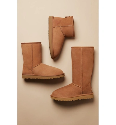 Shop Ugg Classic Ii Genuine Shearling Lined Short Boot In Pink Dawn Suede