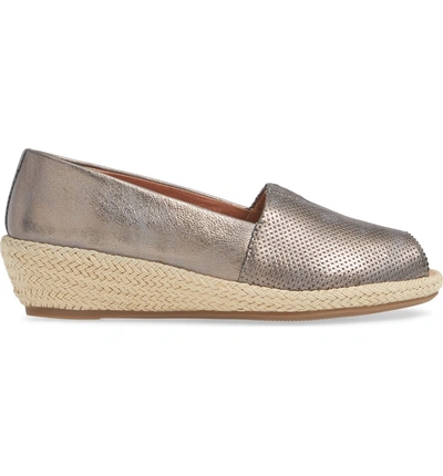 Shop Gentle Souls Luca Open Toe Wedge Espadrille In Pewter Metallic Leather