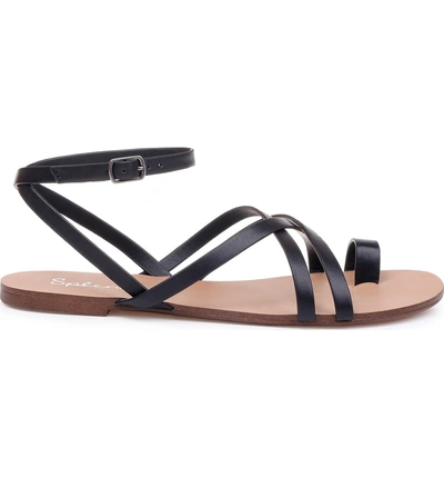 Shop Splendid Sully Strappy Toe Loop Sandal In Black Leather