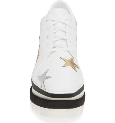 Shop Stella Mccartney Elyse Platform Sneaker In White/ Holographic Silver