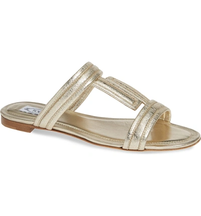 Shop Tod's Double T Slide Sandal In Gold