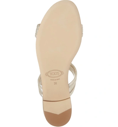 Shop Tod's Double T Slide Sandal In Gold