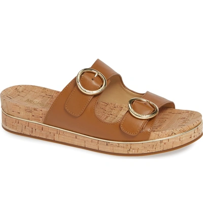 Shop Michael Michael Kors Estelle Slide Sandal In Acorn Vachetta Leather