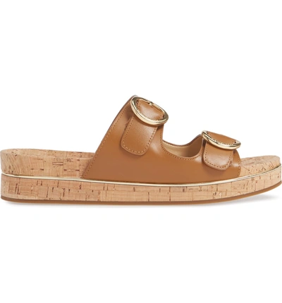 Shop Michael Michael Kors Estelle Slide Sandal In Acorn Vachetta Leather