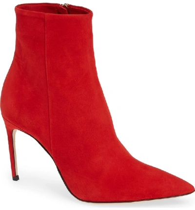 Shop Brian Atwood Vida Pointy Toe Bootie In Red Suede