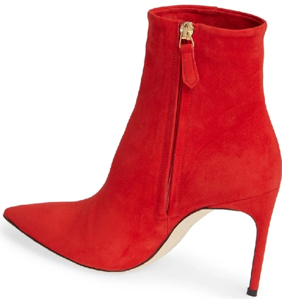 Shop Brian Atwood Vida Pointy Toe Bootie In Red Suede