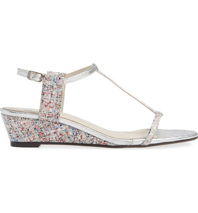 Shop Amalfi By Rangoni Mondale T-strap Wedge Sandal In Silver Leather